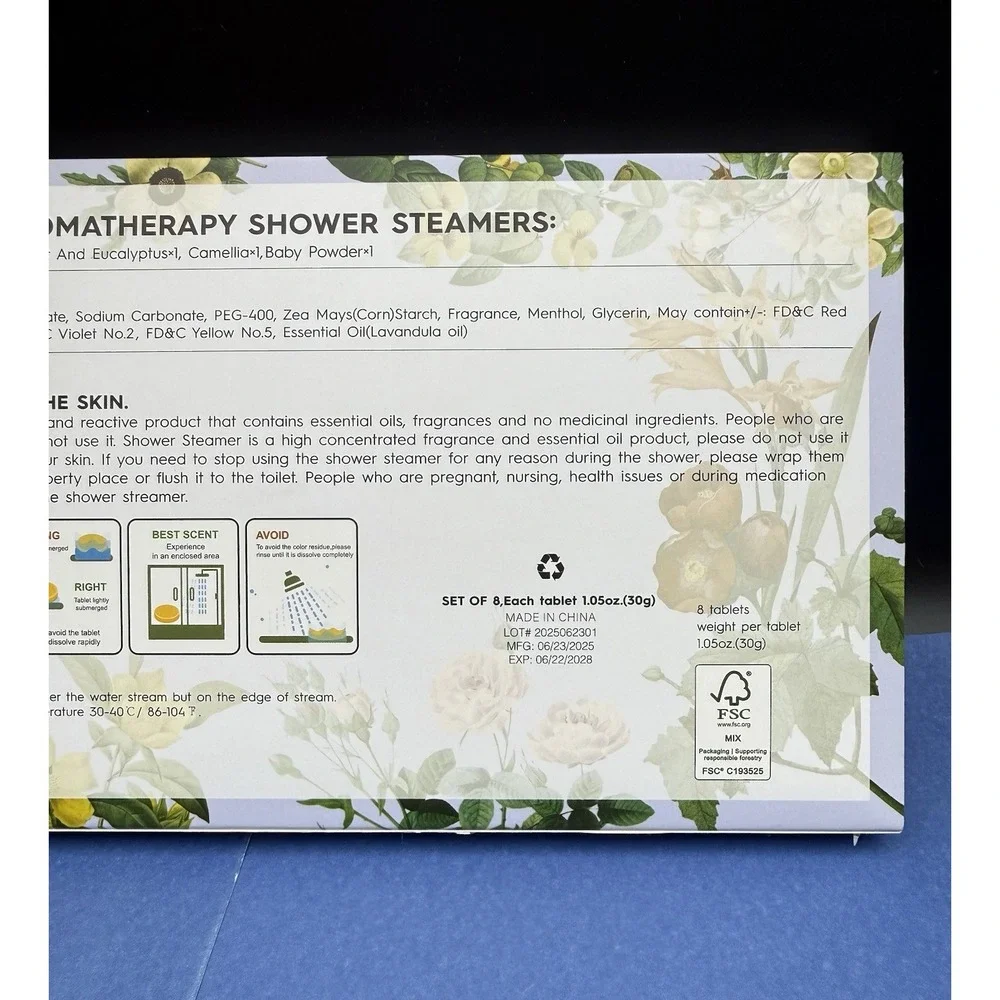 Shower Steamers Aromatherapy BLRIET 8 Pack New In Box. Individually Wrapped